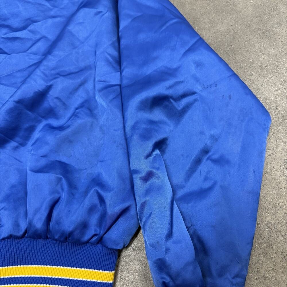VINTAGE 80s NASA DRYDEN FLIGHT RESEARCH SATIN BOMBER SNAP JACKET BLUE MEDIUM USA - Picture 9 of 12